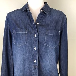 TOMMY HILFIGER Chambray Denim Button Front Shirt